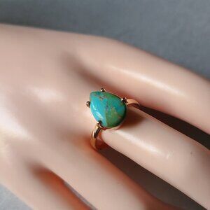 Natural Turqoise ring size 9-Business casual jewelry-natural stone-gemstone ring